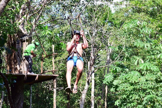 Maya ATV with Cenote and Zipline from Tulum - Ziplining over the treetops: the 1km line and the water zipline